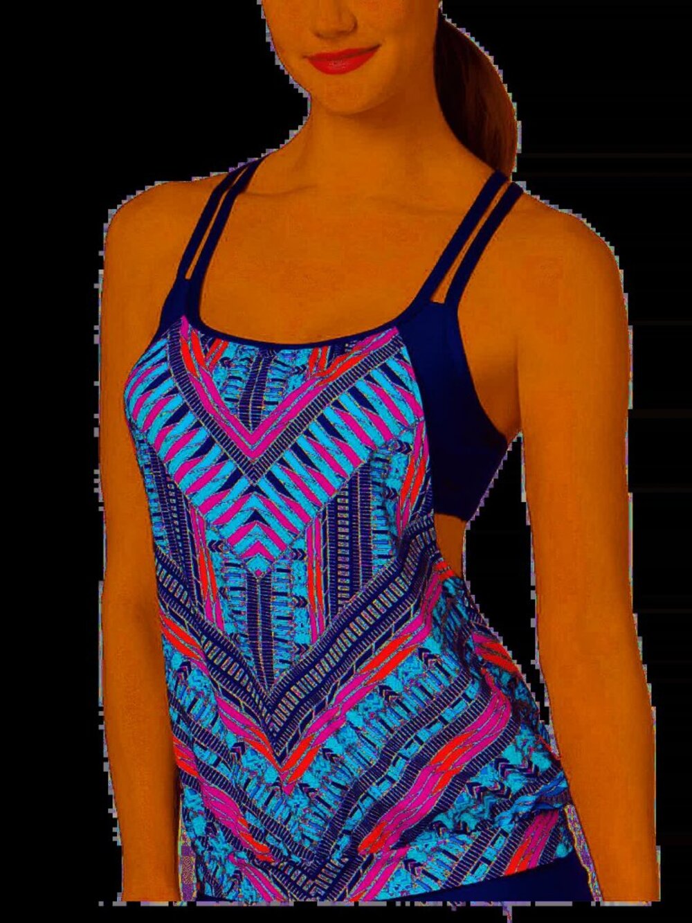 Jag Chevron Cross-Back Top Women’s Tankini Top Swimsuit Size M